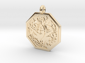 Dragon Octagonal Celtic Pendant in 14k Gold Plated Brass