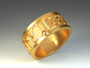 Zodiac Sign Ring Aquarius / 20mm in Polished Brass