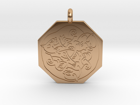 Cat Celtic Octagonal Pendant in Polished Bronze