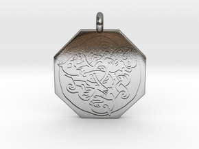 Cat Celtic Octagonal Pendant in Polished Silver