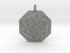 Cat Celtic Octagonal Pendant in Gray PA12