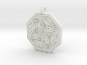 Hare Celtic  Octagon Pendant  in White Natural Versatile Plastic