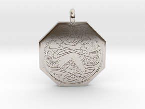 Divine Couple Celtic Octagon Pendant in Rhodium Plated Brass