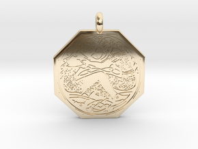 Divine Couple Celtic Octagon Pendant in 14k Gold Plated Brass