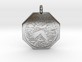 Divine Couple Celtic Octagon Pendant in Polished Silver