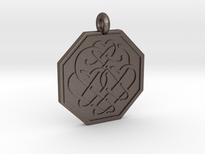Celtic Heart Octagon Pendant in Polished Bronzed-Silver Steel