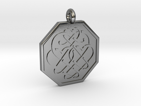 Celtic Heart Octagon Pendant in Polished Silver