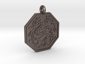 Cat Celtic Octogon Pendant in Polished Bronzed-Silver Steel