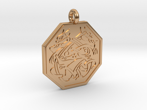 Cat Celtic Octogon Pendant in Polished Bronze