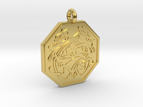 Cat Celtic Octogon Pendant in Polished Brass
