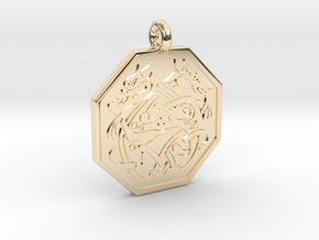 Cat Celtic Octogon Pendant in 14k Gold Plated Brass