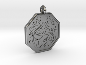 Cat Celtic Octogon Pendant in Polished Silver