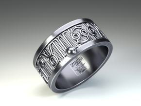 Zodiac Sign Ring Cancer / 20mm in Antique Silver