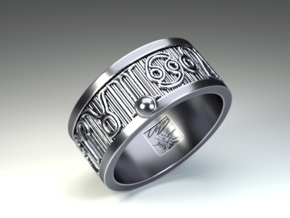 Zodiac Sign Ring Leo / 20mm in Antique Silver