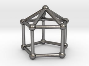 0744 J09 Elongated Pentagonal Pyramid (a=1cm) #2 in Polished Nickel Steel