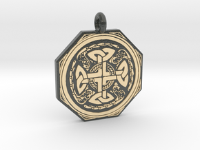 Celtic Cross Octogonal Pendant in Glossy Full Color Sandstone