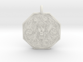 Brigantia Goddess Octagon Pendant in White Natural Versatile Plastic