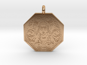 Brigantia Goddess Octagon Pendant in Polished Bronze
