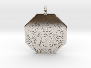 Brigantia Goddess Octagon Pendant in Rhodium Plated Brass