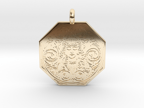 Brigantia Goddess Octagon Pendant in 14k Gold Plated Brass