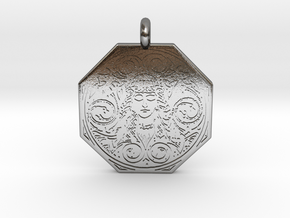 Brigantia Goddess Octagon Pendant in Polished Silver