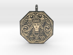 Brigantia Goddess Octagon Pendant in 14K Yellow Gold