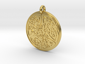 Celtic Serpent  Round Pendant in Polished Brass