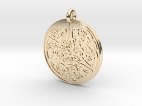 Celtic Serpent  Round Pendant in 14k Gold Plated Brass