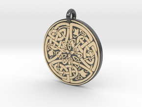 Celtic Serpent  Round Pendant in Glossy Full Color Sandstone