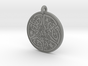 Celtic Serpent  Round Pendant in Gray PA12