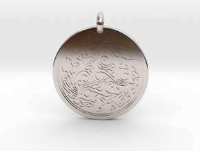 Horse  Round Celtic Pendant in Rhodium Plated Brass