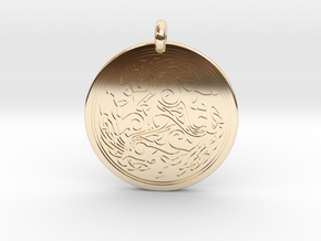 Horse  Round Celtic Pendant in 14K Yellow Gold