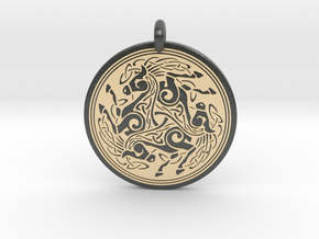 Horse  Round Celtic Pendant in Glossy Full Color Sandstone