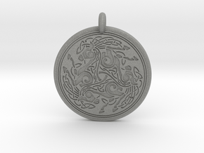 Horse  Round Celtic Pendant in Gray PA12
