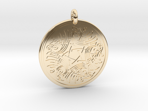 Birds Celtic Round Pendant in 14k Gold Plated Brass