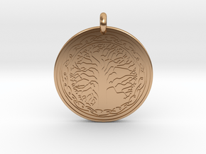 Sacred Tree Of Life Round Pendant in Polished Bronze