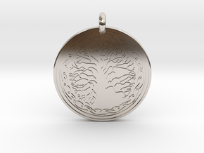 Sacred Tree Of Life Round Pendant in Platinum