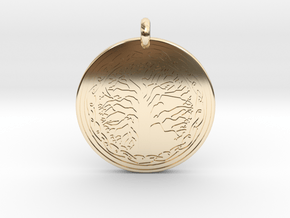 Sacred Tree Of Life Round Pendant in 14k Gold Plated Brass