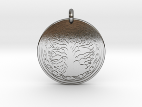 Sacred Tree Of Life Round Pendant in Polished Silver