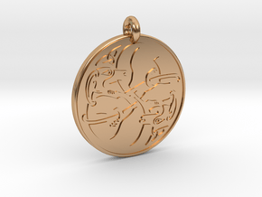 Celtic Dog round Pendant in Polished Bronze