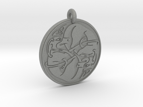 Celtic Dog round Pendant in Gray PA12