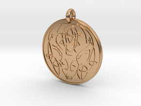Stag - The Horned God Round Pendant in Polished Bronze