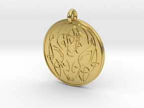 Stag - The Horned God Round Pendant in Polished Brass