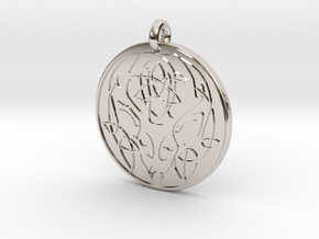 Stag - The Horned God Round Pendant in Platinum