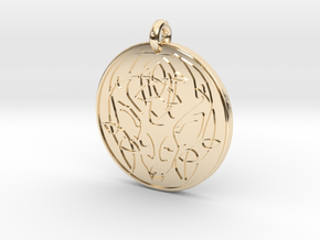 Stag - The Horned God Round Pendant in 14K Yellow Gold