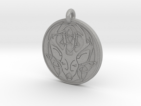 Stag - The Horned God Round Pendant in Aluminum