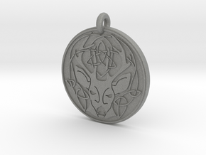 Stag - The Horned God Round Pendant in Gray PA12