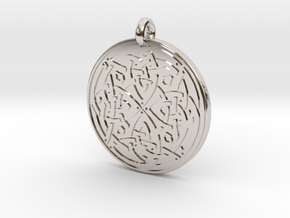 Celtic Spiritual Journey round Pendant in Rhodium Plated Brass