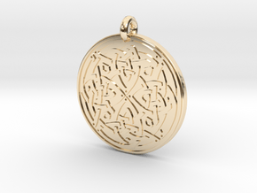 Celtic Spiritual Journey round Pendant in 14k Gold Plated Brass