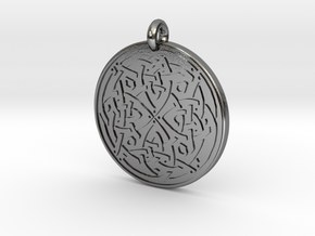 Celtic Spiritual Journey round Pendant in Polished Silver
